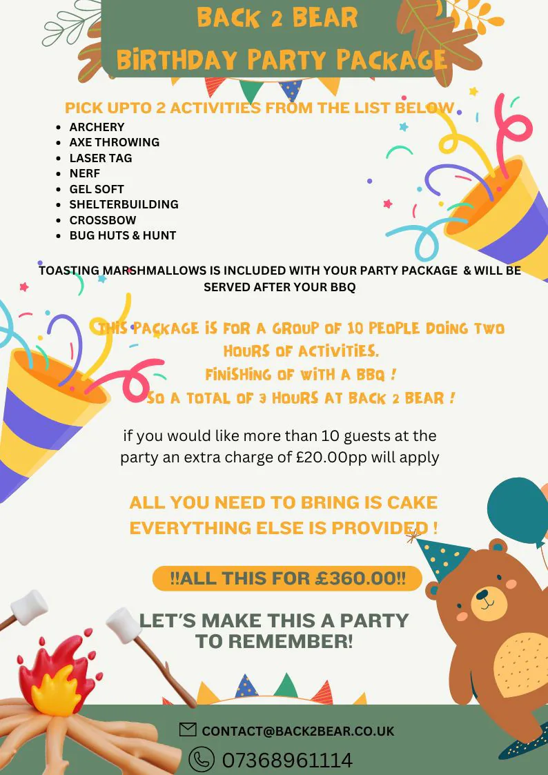 Back 2 Bear birthday party package